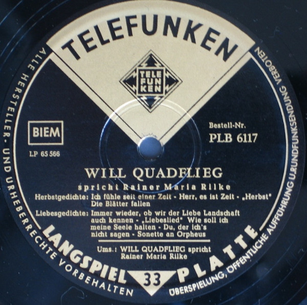 Cover zu Rainer Maria Rilke ,Sprecher: Will Quadflieg - Wort Und Stimme | Vinyl, LP, Reissue, 10