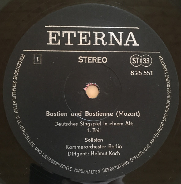 Cover zu Wolfgang Amadeus Mozart, Adele Stolte, Peter Schreier, Theo Adam, Kammerorchester Berlin, Helmut Koch - Bastien Und Bastienne (Gesamtaufnahme) | 1967 | Vinyl, LP, Stereo, Reissue | Classical
