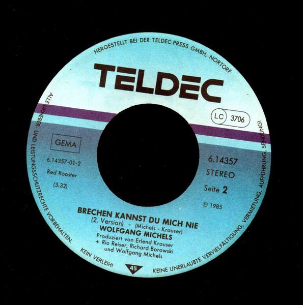 Cover zu Wolfgang Michels - Bei Mondschein | 1985 | Vinyl, Stereo, 45 RPM, 7