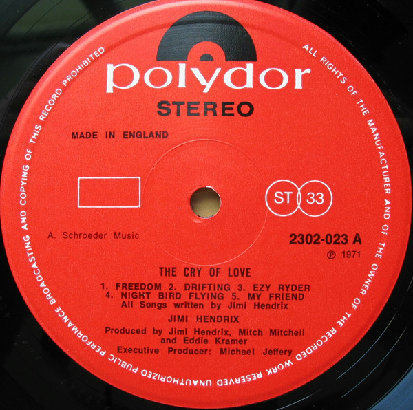 Cover zu Jimi Hendrix - The Cry Of Love | Vinyl, LP, Album, Reissue | Rock | UK