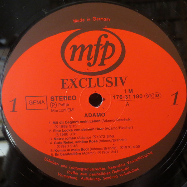 Cover zu Adamo - Adamo | Vinyl, LP, Album, Stereo, Compilation | Pop, Folk, World, & Country | Germany