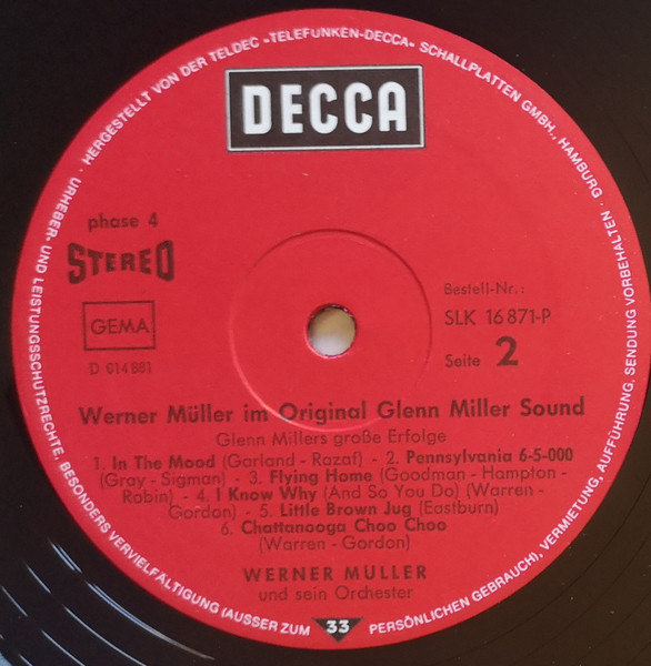 Cover zu Werner Müller - Im Original Glenn Miller Sound | 1972 | Vinyl, LP, Album | Jazz | Germany