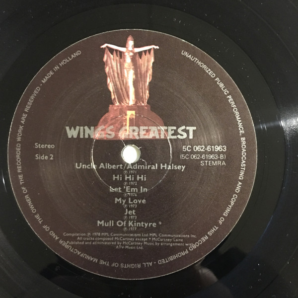 Cover zu Wings (2) - Wings Greatest | Vinyl, LP, Compilation | Rock | Netherlands