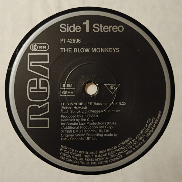Cover zu The Blow Monkeys - This Is Your Life | 1989 | Vinyl, 12