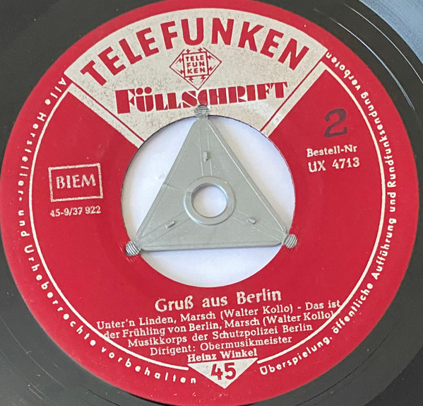 Cover zu Musikkorps Der Schutzpolizei Berlin - Gruß Aus Berlin | Vinyl, 45 RPM, 7