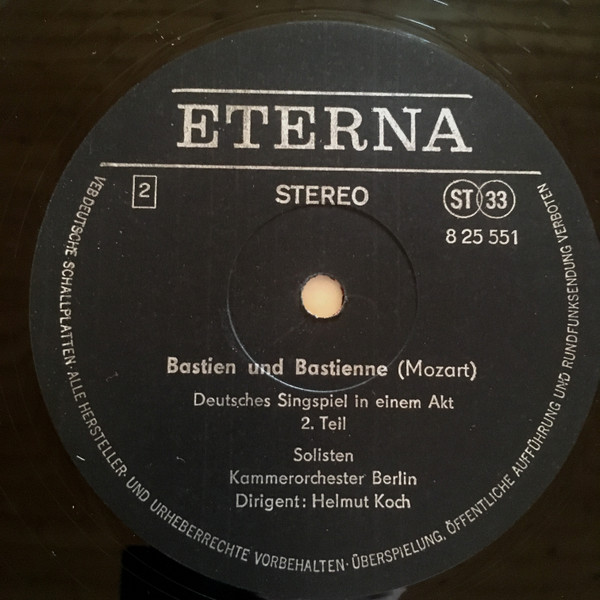 Cover zu Wolfgang Amadeus Mozart, Adele Stolte, Peter Schreier, Theo Adam, Kammerorchester Berlin, Helmut Koch - Bastien Und Bastienne (Gesamtaufnahme) | 1967 | Vinyl, LP, Stereo, Reissue | Classical
