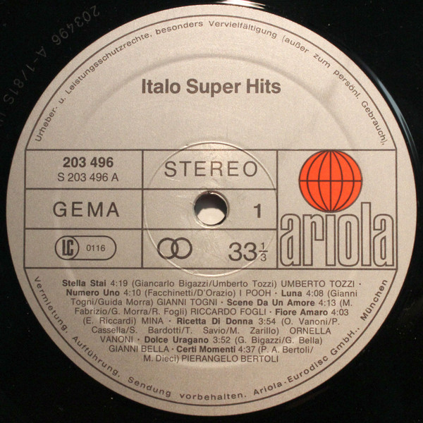 Cover zu Various - Italo Super Hits | 1981 | Vinyl, LP, Compilation | Electronic, Rock, Pop | Germany