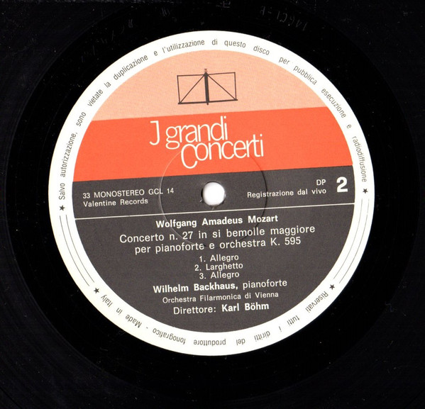 Cover zu Wolfgang Amadeus Mozart - Wilhelm Kempff, Herbert von Karajan / Wilhelm Backhaus, Karl Böhm - Concerti Per Pianoforte N.20 K 466 / N.27 K 595 | 1982 | Vinyl, LP, Stereo, Mono | Classical