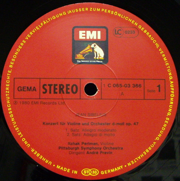 Cover zu Jean Sibelius, Christian Sinding, Itzhak Perlman, André Previn, Pittsburgh Symphony Orchestra - Violinkonzert; Suite Für Violine Und Orchester Op. 10 | 1980 | Vinyl, LP, Stereo | Classical