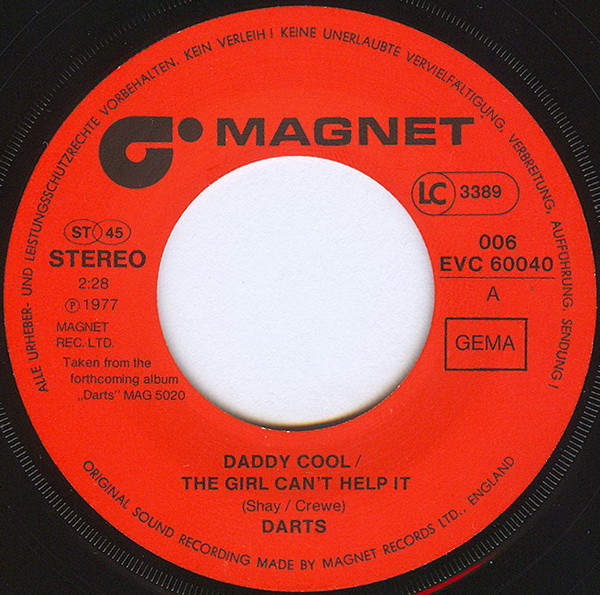 Cover zu Darts - Daddy Cool / The Girl Can't Help It | 1977 | Vinyl, Stereo, 45 RPM, 7
