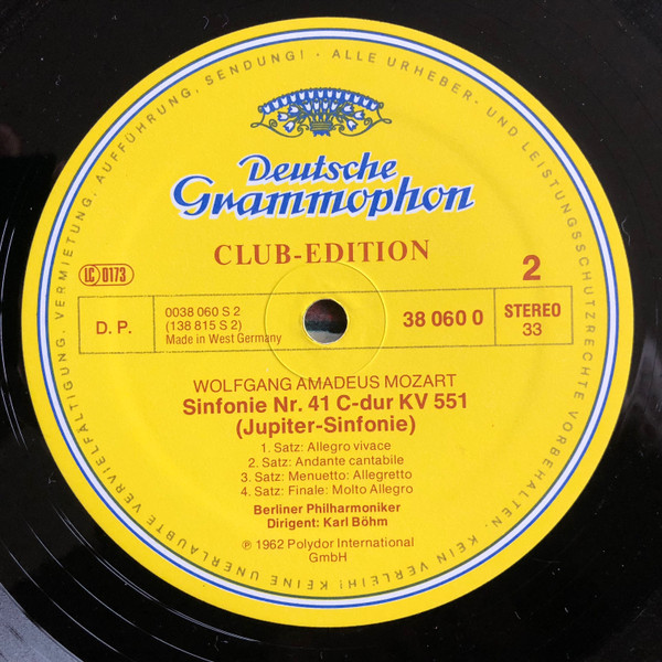 Cover zu Wolfgang Amadeus Mozart, Berliner Philharmoniker, Karl Böhm - Symphonie Nr. 40 g-moll KV 550 - Symphonie Nr. 41 C-dur KV 551 »Jupiter« | Vinyl, LP, Album, Club Edition | Classical | Germany