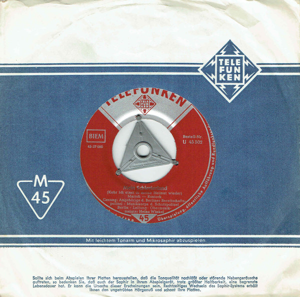 Bild Musikkorps Der Schutzpolizei Berlin – Schön Blühn’n Die Heckenrosen | 1953 | Vinyl, 45 RPM, 7″, Single | Brass & Military | Germany Schallplatten Ankauf