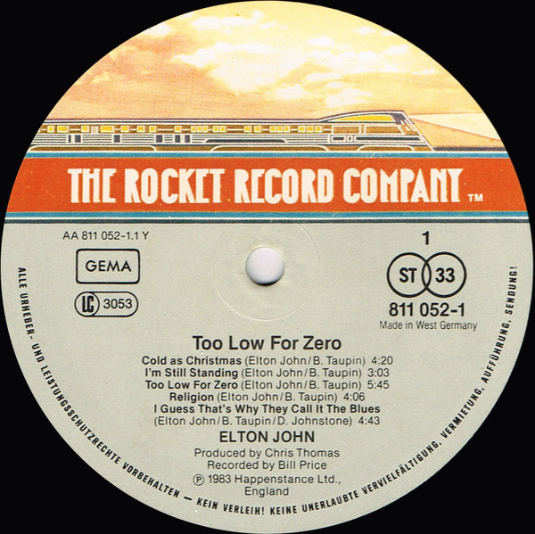 Cover zu Elton John - Too Low For Zero | 1983 | Vinyl, LP, Album, Stereo | Rock | Germany