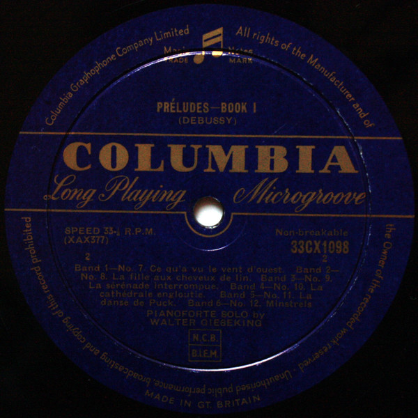 Cover zu Walter Gieseking Plays Claude Debussy - Preludes Book 1 | 1954 | Vinyl, LP, Mono | Classical | UK