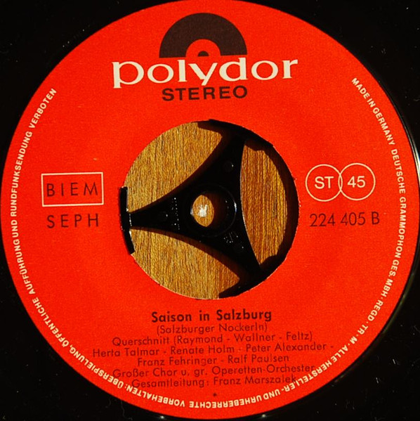 Cover zu Herta Talmar, Renate Holm, Peter Alexander, Franz Fehringer - Saison In Salzburg - Querschnitt | 1965 | Vinyl, Stereo, 45 RPM, 7