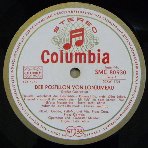 Cover zu Adolphe C. Adam, Nicolai Gedda, Ruth-Margret Pütz, Franz Crass, Franz Klarwein, Chor Der Bayerischen Staatsoper Und - Bayerisches Staatsorchester Dirigent Fritz Lehan - Der Postillon Von Lon