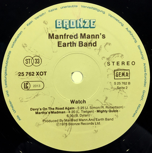 Cover zu Manfred Mann's Earth Band - Watch | 1978 | Vinyl, LP, Album, Stereo | Rock | Germany