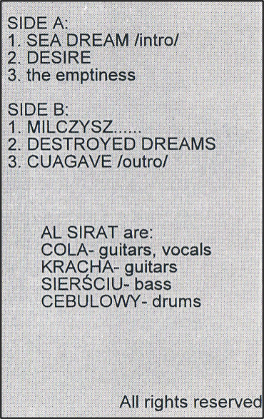 Cover zu Al Sirat - Milczysz... | 1998 | Cassette | Rock | Poland