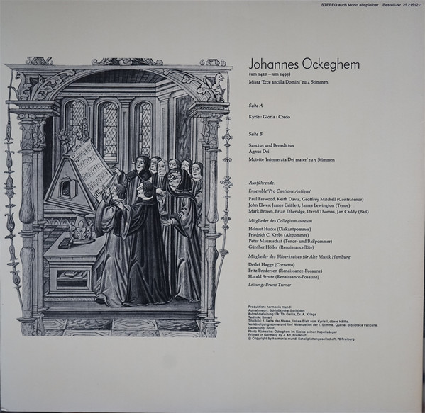 Cover zu Johannes Ockeghem, Pro Cantione Antiqua, Collegium Aureum, Hamburger Bläserkreis Für Alte Musik - Missa