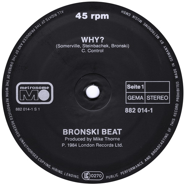 Cover zu Bronski Beat - Why? | 1984 | Vinyl, 12