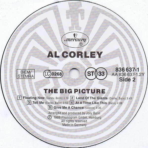 Cover zu Al Corley - The Big Picture | 1988 | Vinyl, LP, Album | Rock, Pop | Europe