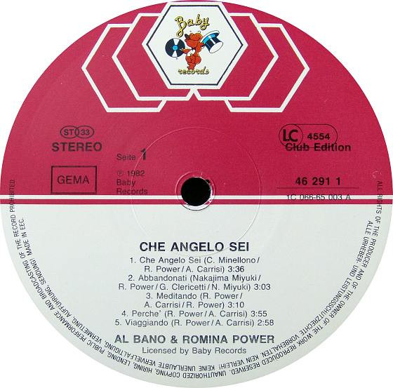 Cover zu Al Bano & Romina Power - Che Angelo Sei | 1982 | Vinyl, LP, Album, Club Edition | Pop | Germany
