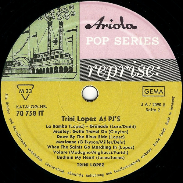 Cover zu Trini Lopez - Trini Lopez At PJ's | 1964 | Vinyl, LP, Album, Mono | Rock, Latin, Funk / Soul, Pop | Germany
