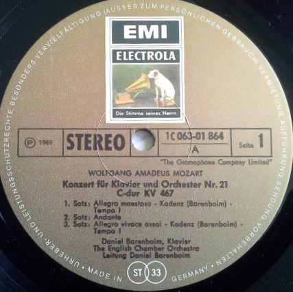 Cover zu Wolfgang Amadeus Mozart, Daniel Barenboim, English Chamber Orchestra - Klavierkonzerte Nr. 21 C-dur KV 467 Und Nr. 27 B-dur KV 595 | Vinyl, LP, Stereo | Classical | Germany