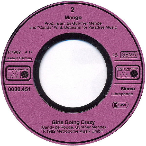 Cover zu Mango (11) - We Don't Work No More / Girls Going Crazy | 1982 | Vinyl, Stereo, 45 RPM, 7