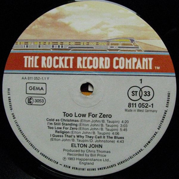Cover zu Elton John - Too Low For Zero | 1983 | Vinyl, LP, Album, Stereo | Rock | Germany