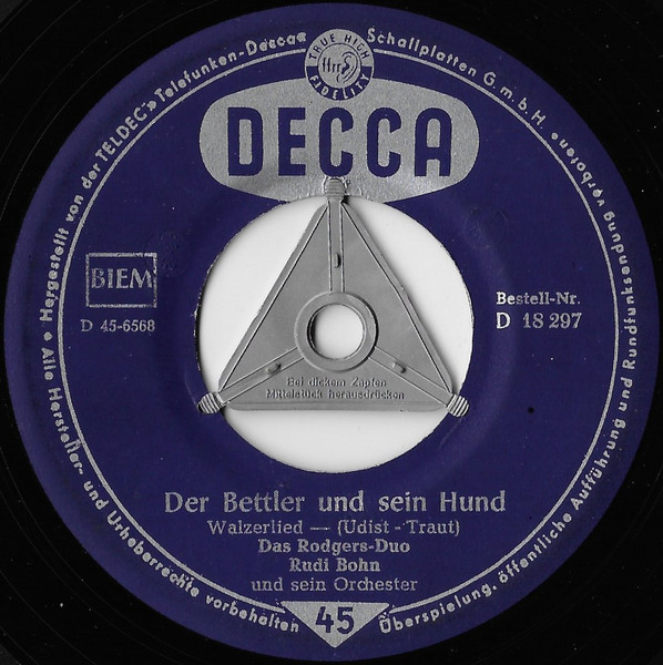Bild Rodgers-Duo, Rudi Bohn Und Sein Orchester – Der Bettler Und Sein Hund | Vinyl, 45 RPM, 7″, Single | Pop, Folk, World, & Country | Germany Schallplatten Ankauf