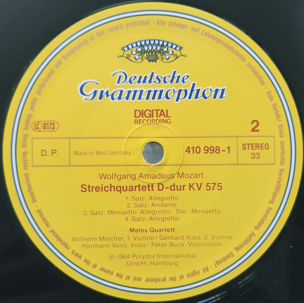 Cover zu Wolfgang Amadeus Mozart, Melos Quartett - Streichquartette = String Quartets KV 499 · KV 575 | 1984 | Vinyl, LP, Stereo | Classical | Germany