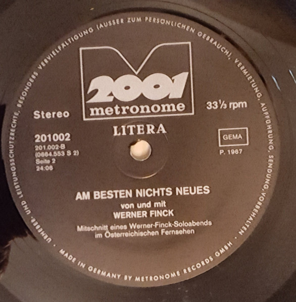 Cover zu Werner Finck - Am Besten Nichts Neues | 1974 | Vinyl, LP, Album | Non-Music | Germany
