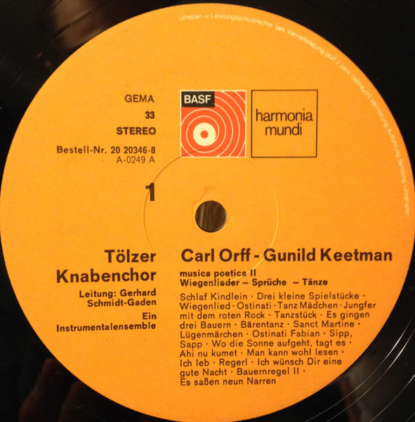 Cover zu Carl Orff, Gunild Keetman - Musica Poetica Teil 2 - Orff-Schulwerk - Tanzlieder, Spiele, Sprüche | Vinyl, LP, Album, Stereo | Classical, Children's, Folk, World, & Country | Germany