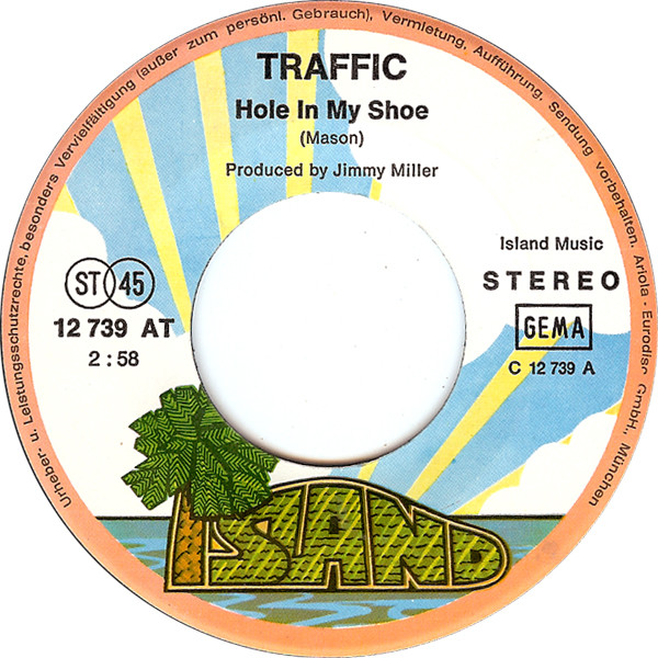 Cover zu Traffic - Hole In My Shoe / Paper Sun | Vinyl, 45 RPM, 7