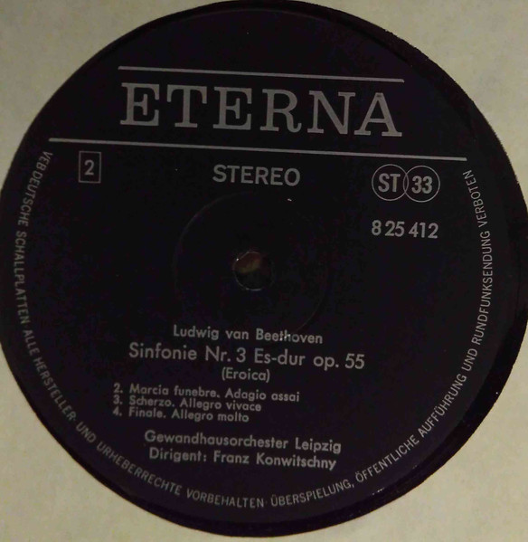 Cover zu Ludwig van Beethoven, Gewandhausorchester Leipzig, Franz Konwitschny - Sinfonie Nr. 3 Es-dur Op. 55 (Eroica) | 1973 | Vinyl | Classical | German Democratic Republic (GDR)