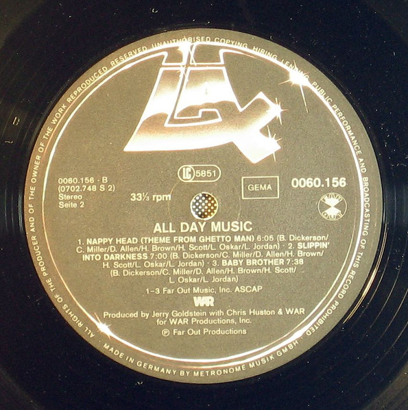 Cover zu War - All Day Music | Vinyl, LP, Album, Reissue | Funk / Soul | Germany