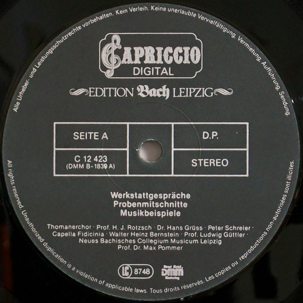 Cover zu Johann Sebastian Bach, Peter Schreier, Ludwig Güttler, Hans Grüß Thomasorganist Hannes Kästner, Hans-Joachim Schulze Bach-Archiv Leipzig, Max Pommer Thomaskantor Hans-Joachim Rotzsch - We