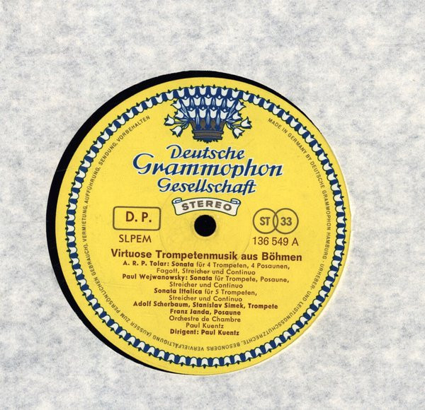Cover zu Adolf Scherbaum, Orchestre De Chambre Paul Kuentz · Leitung: Paul Kuentz - Virtuose Trompetenmusik Aus Böhmen | 1967 | Vinyl, LP, Album, Stereo | Classical | Germany