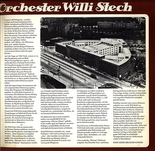 Cover zu Orchester Willi Stech - Berlin 1940 Und Das Orchester Willi Stech | 1975 | Vinyl, LP, Album, Mono | Jazz, Pop, Stage & Screen | Germany
