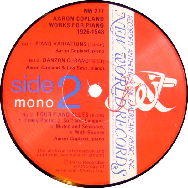 Cover zu Aaron Copland - Works For Piano 1926-1948 | 1976 | Vinyl, LP, Album, Mono | Classical | US