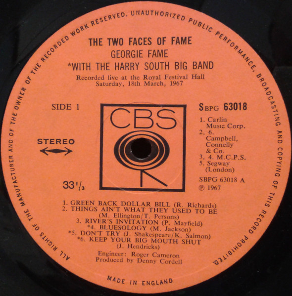 Cover zu Georgie Fame - The Two Faces Of Fame | 1967 | Vinyl, LP, Album, Stereo | Jazz, Pop | UK