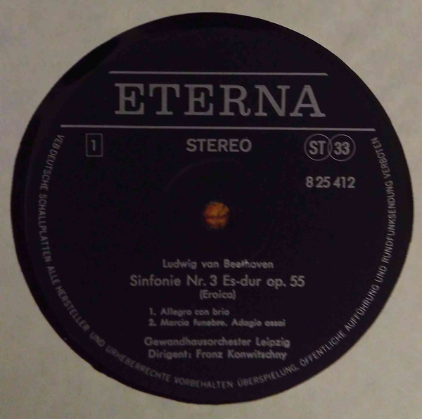 Cover zu Ludwig van Beethoven, Gewandhausorchester Leipzig, Franz Konwitschny - Sinfonie Nr. 3 Es-dur Op. 55 (Eroica) | 1973 | Vinyl | Classical | German Democratic Republic (GDR)