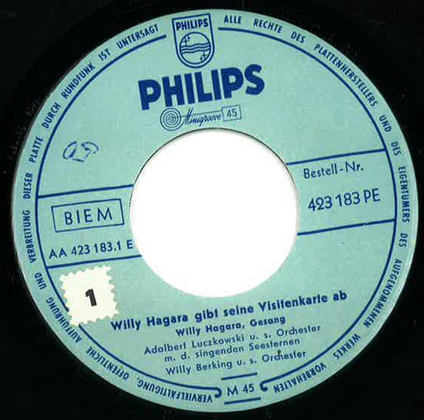 Cover zu Willy Hagara - ... Gibt Seine Visitenkarte Ab | Vinyl, 45 RPM, 7