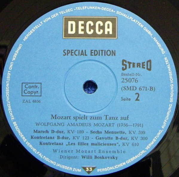 Cover zu Wolfgang Amadeus Mozart, Wiener Mozart Ensemble, Willi Boskovsky - Mozart Spielt Zum Tanz Auf | Vinyl, LP, Special Edition | Classical | Switzerland
